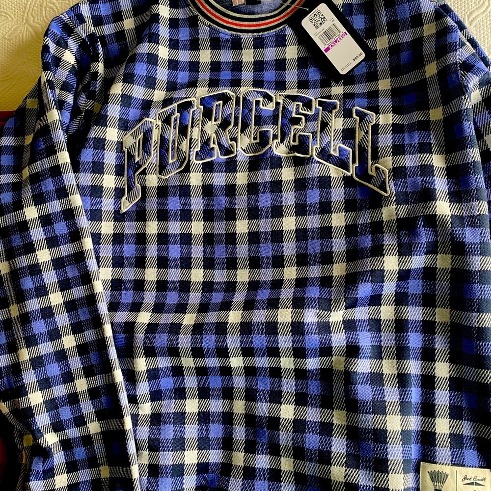 Todd Snyder-Converse collaboration tartan sweatshirt.